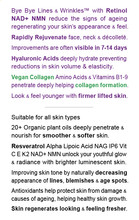 Load image into Gallery viewer, "Bye Bye Lines &amp; Wrinkles" EVENING - Face &amp; Skin Rejuvenation - Smooth &amp; Soften, Lift &amp; Tighten, NAD+ NMN Retinol Hyaluronic Acid Aloe Vera
