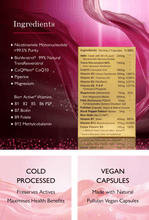 Load image into Gallery viewer, FEEL GREAT Energise 1 NMN: Increase Energy, Hair Colour &amp; Thickness, Skin &amp; Nails + Peri &amp; MenoPause, Fertility &amp; Pregnancy Support - Ladies
